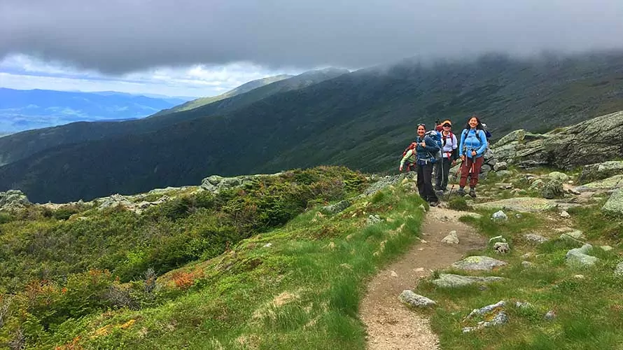 Female hikers on the Appalachian Trail in New Hampshire