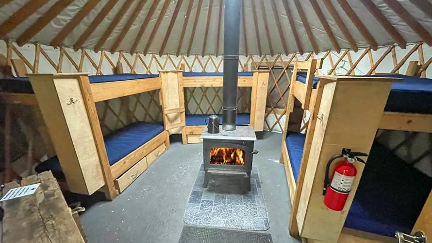 Inside of yurt on the Kenai Peninsula, Alaska