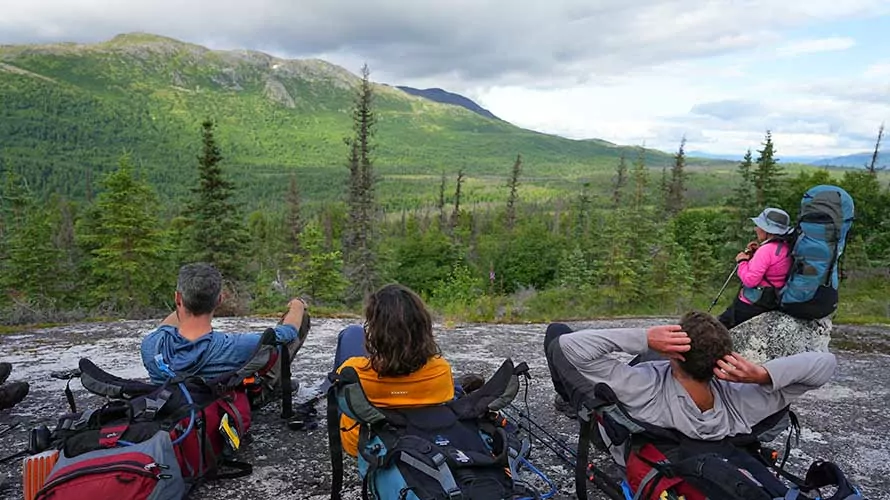 Hikers taking a break on Kesugi Ridge, Alaska