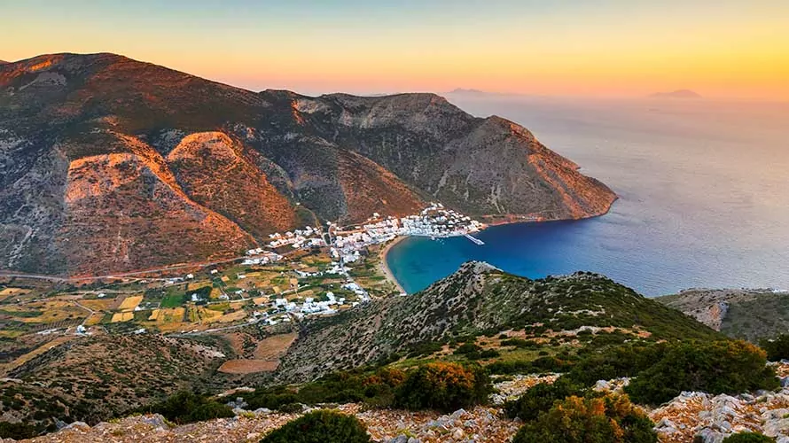 View of Kamares village from the church of Agios Symeon."n