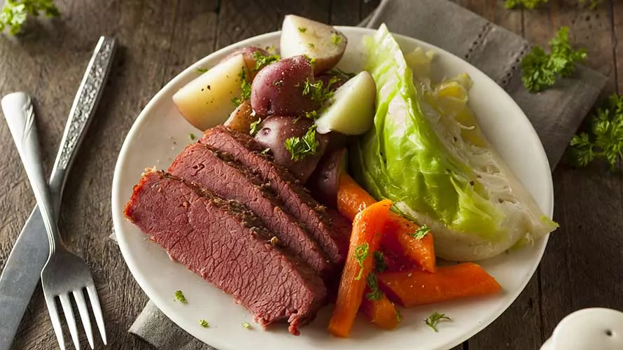 Homemade Corned Beef and Cabbage with Carrots and Potatoes