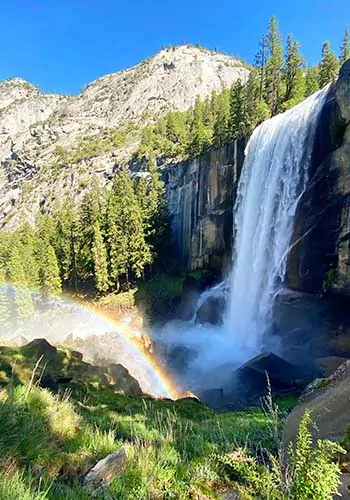 Vernal Fall and rainbow in Yosemite National Park