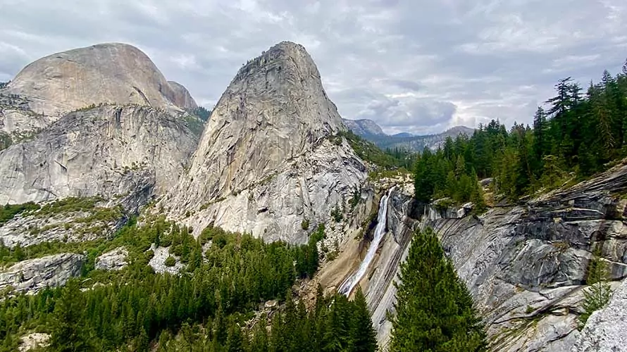 Nevada Fall and granite dome in Yosemite National Park