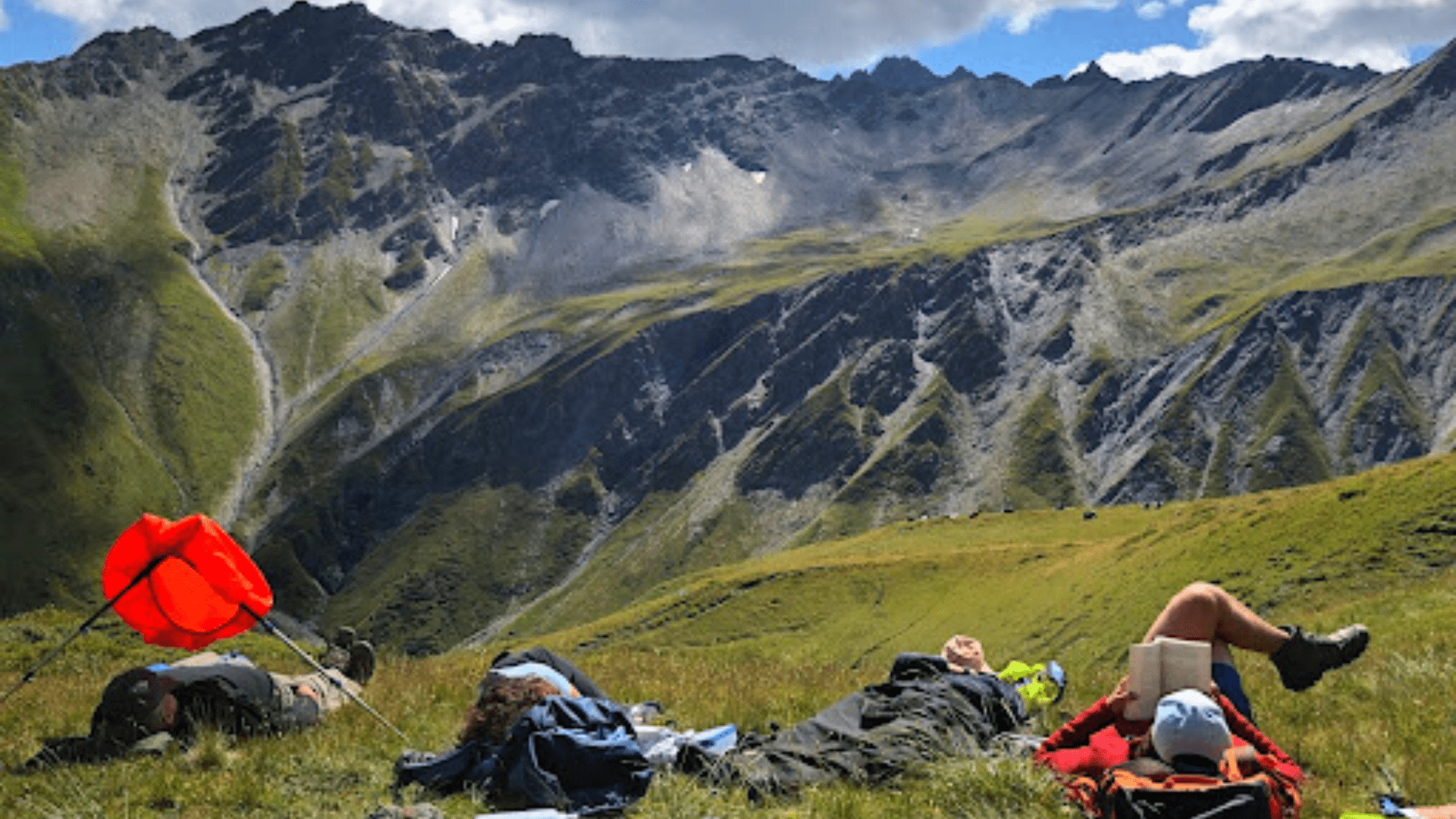 Afternoon nap in the Mountains of the Alps on the Tour du Mont Blanc