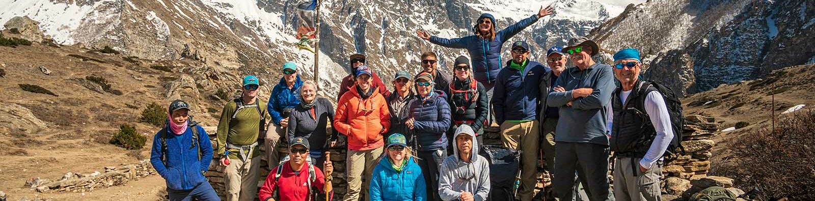 Wildland Trekking and BACKPACKER Magazine group of trekkers in Nepal on a service and hiking trip