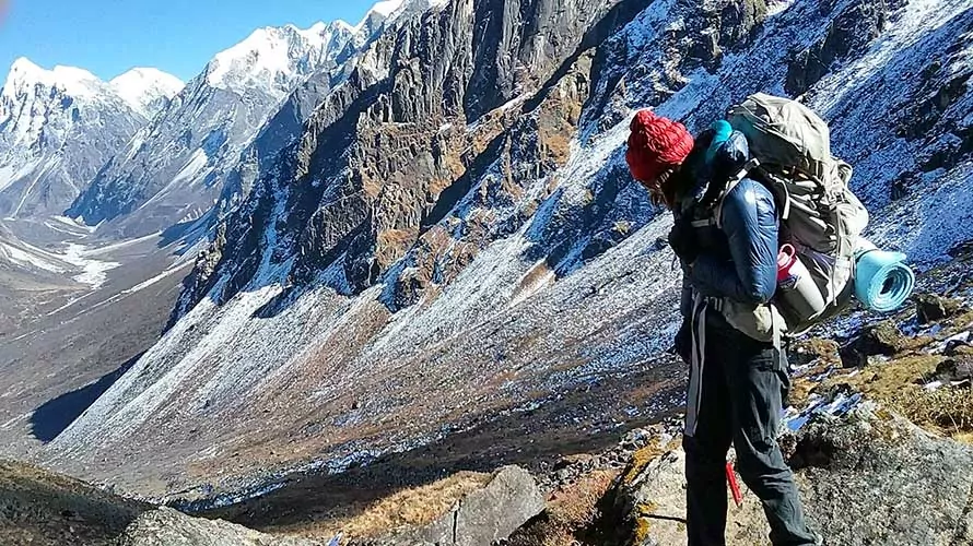 Hiker in Nepal on the Langtang Valley Trek