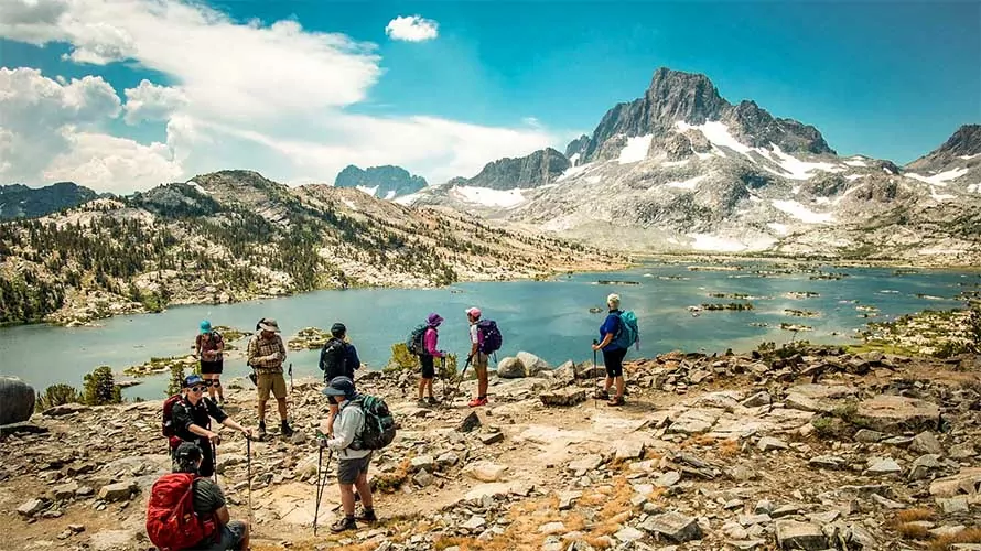 Guests on a guided trek through the High Sierra and Tuolumne Meadows