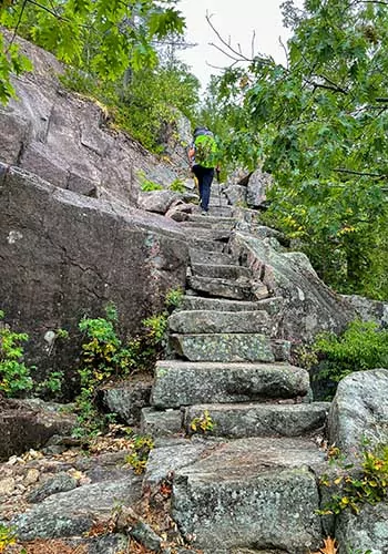Hikers on their way to the summit of Cadillac Mountain, Maine