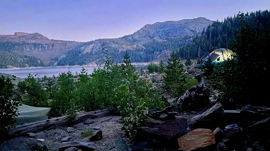 Camp at Dusk, Gem Lake