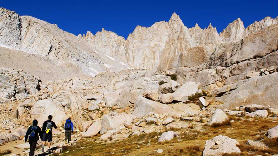 hikers in the mountains attempting an ascent of Mount Whitney