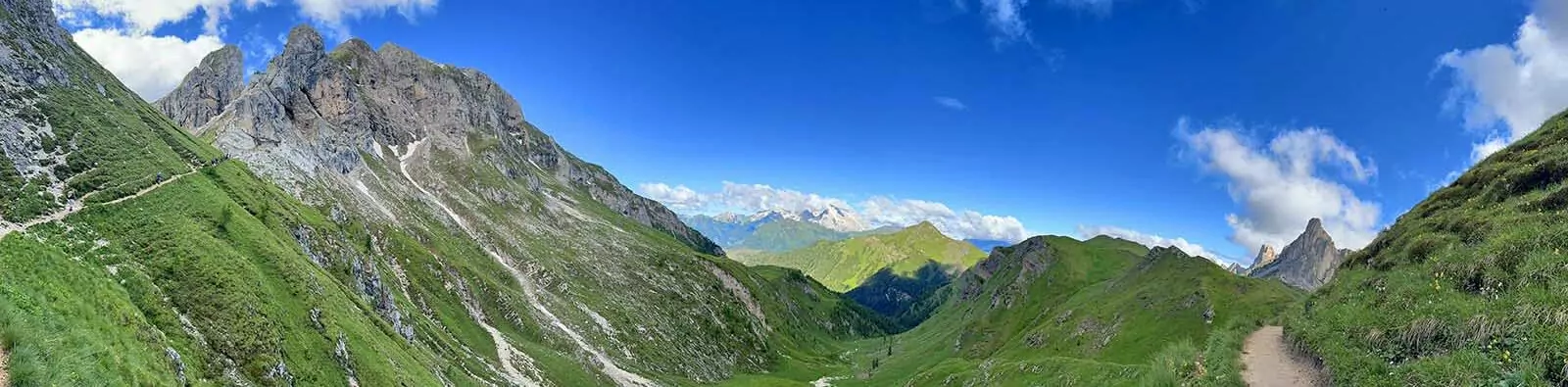 Mountains and hiking trail in the Italian Dolomites