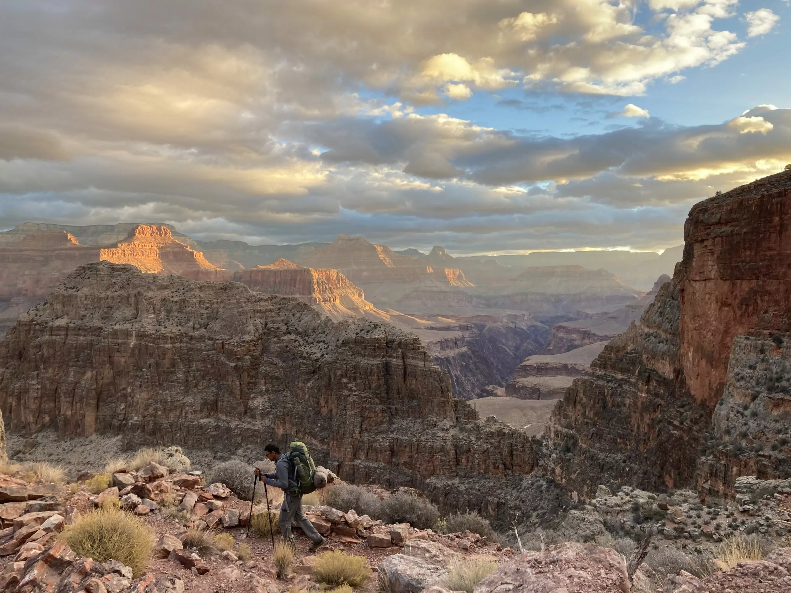 Backpacker hiking in the Grand Canyon