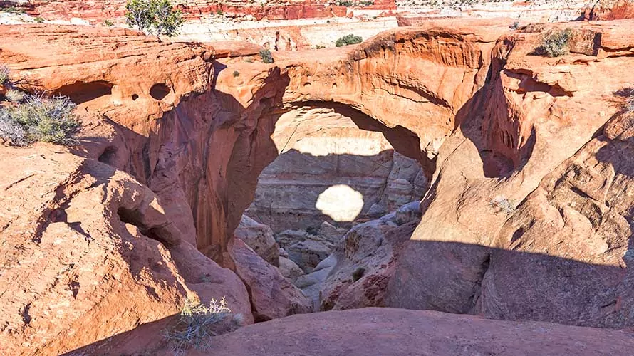 Natural Rock Formation at end of Cassidy Arch Hiking Trail in Capitol Reef National Par, Utah United States