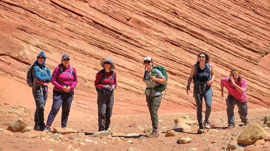 Group of Wildland Trekking guests hiking in Utah