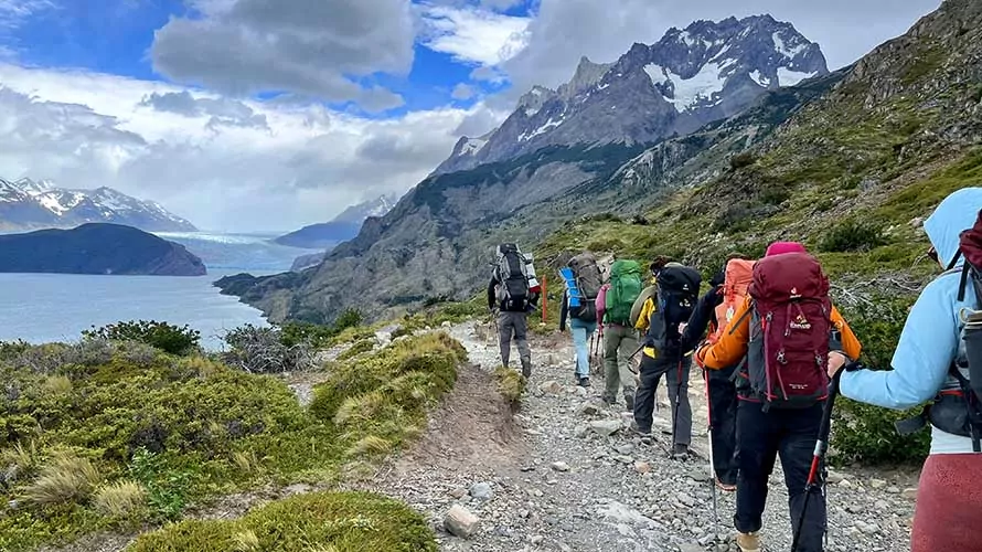 Wildland Trekking group of hikers in Torres del Paine, Patagonia