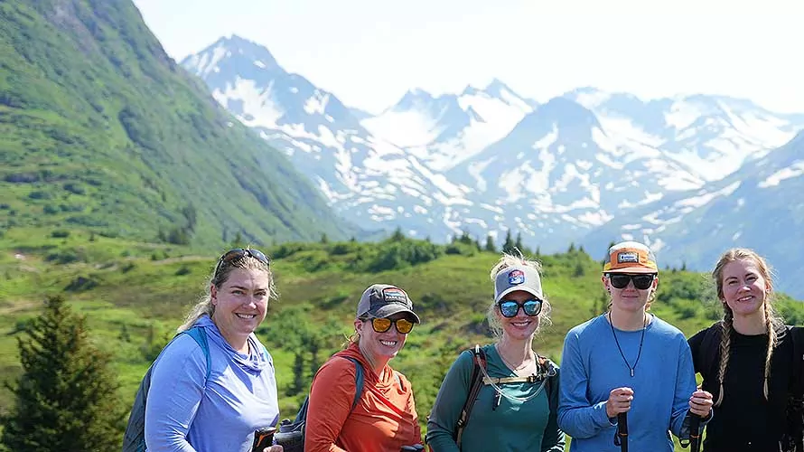 Womens group of hikers with Wildland Trekking in Alaska