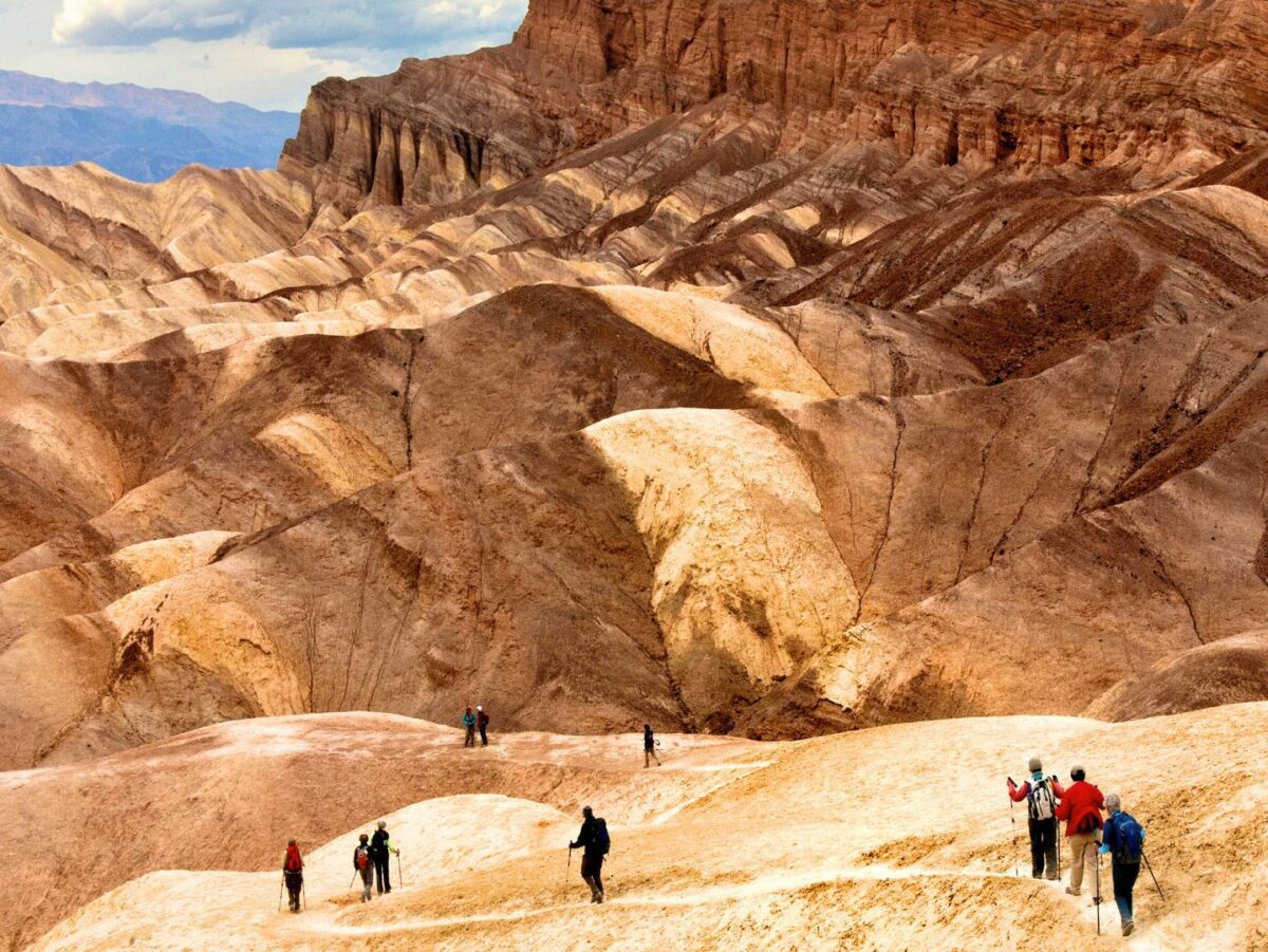 Hot weather summer hiking in death valley