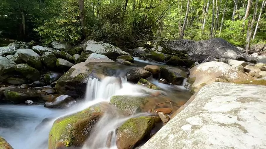 Cascading waters of a tumbling creek in the Smokies, North Carolina