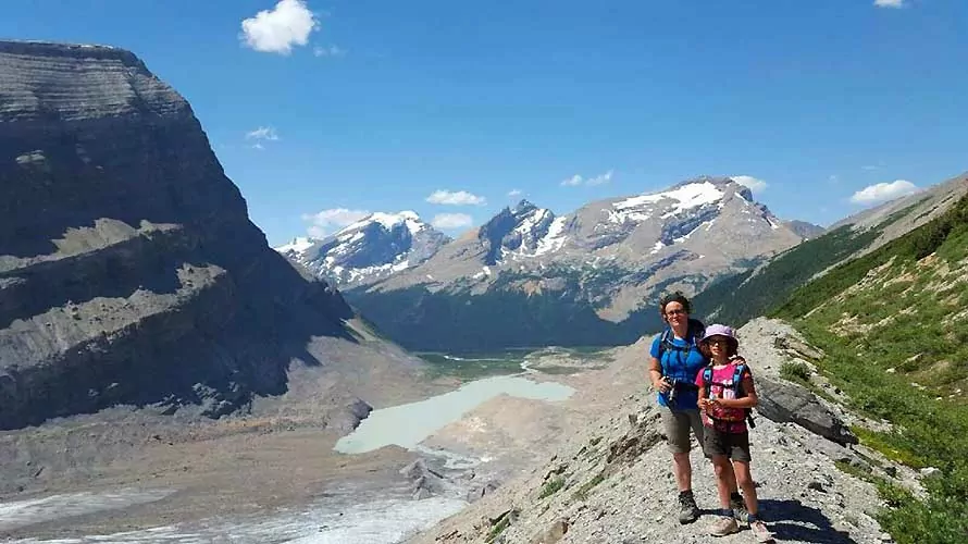 Two backpackers in Mount Robson Provincial Park, Canada