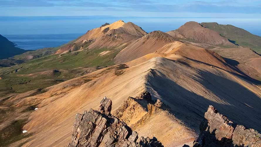 Beautifully colored soil on mountain ridge in Iceland