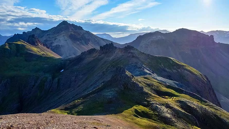 Rocky, jagged alpine ridge in Iceland's East Fjords