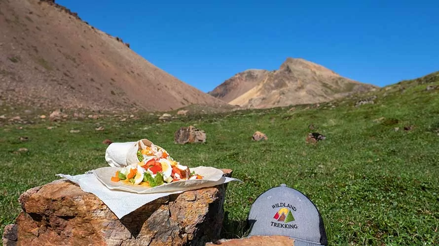 Lunch and Wildland Trekking hat in Iceland