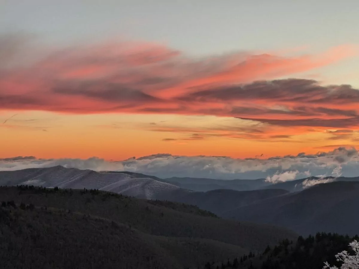 Shining rock wilderness winter sunset