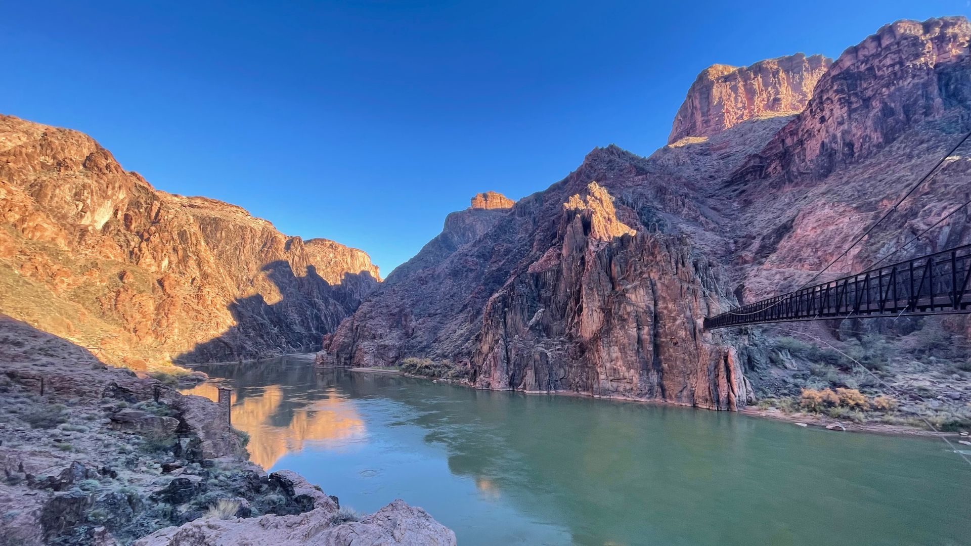 The Colorado River flows through the bottom of the Grand Canyon