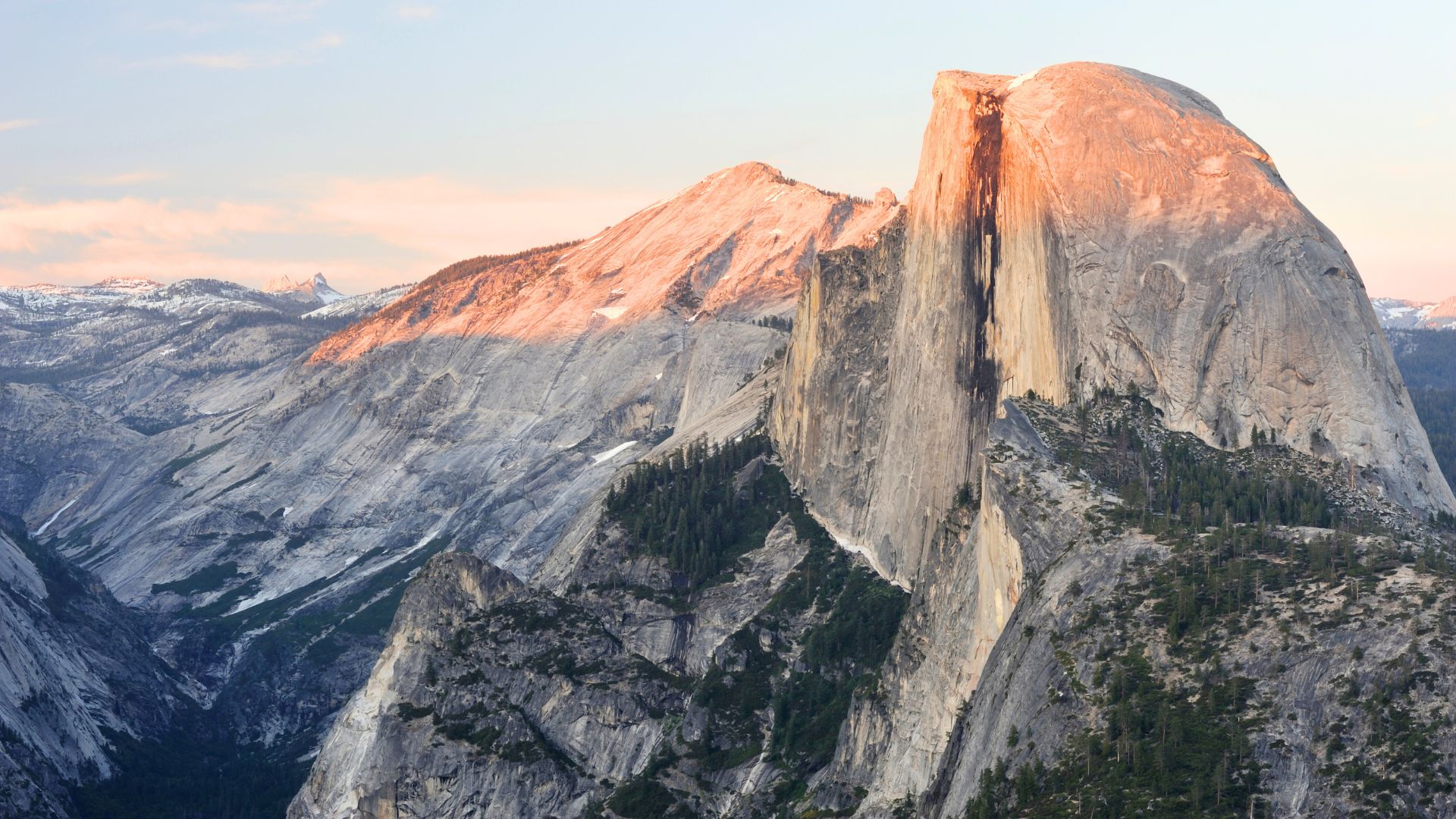 Half dome rises over yosemite national park