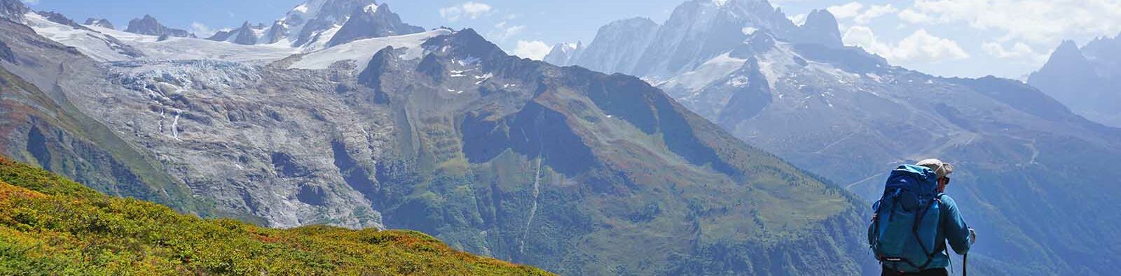 Hiker on the Tour du Mont Blanc in France
