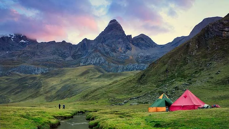 Tents in the Cordillera Huayhuash of Peru