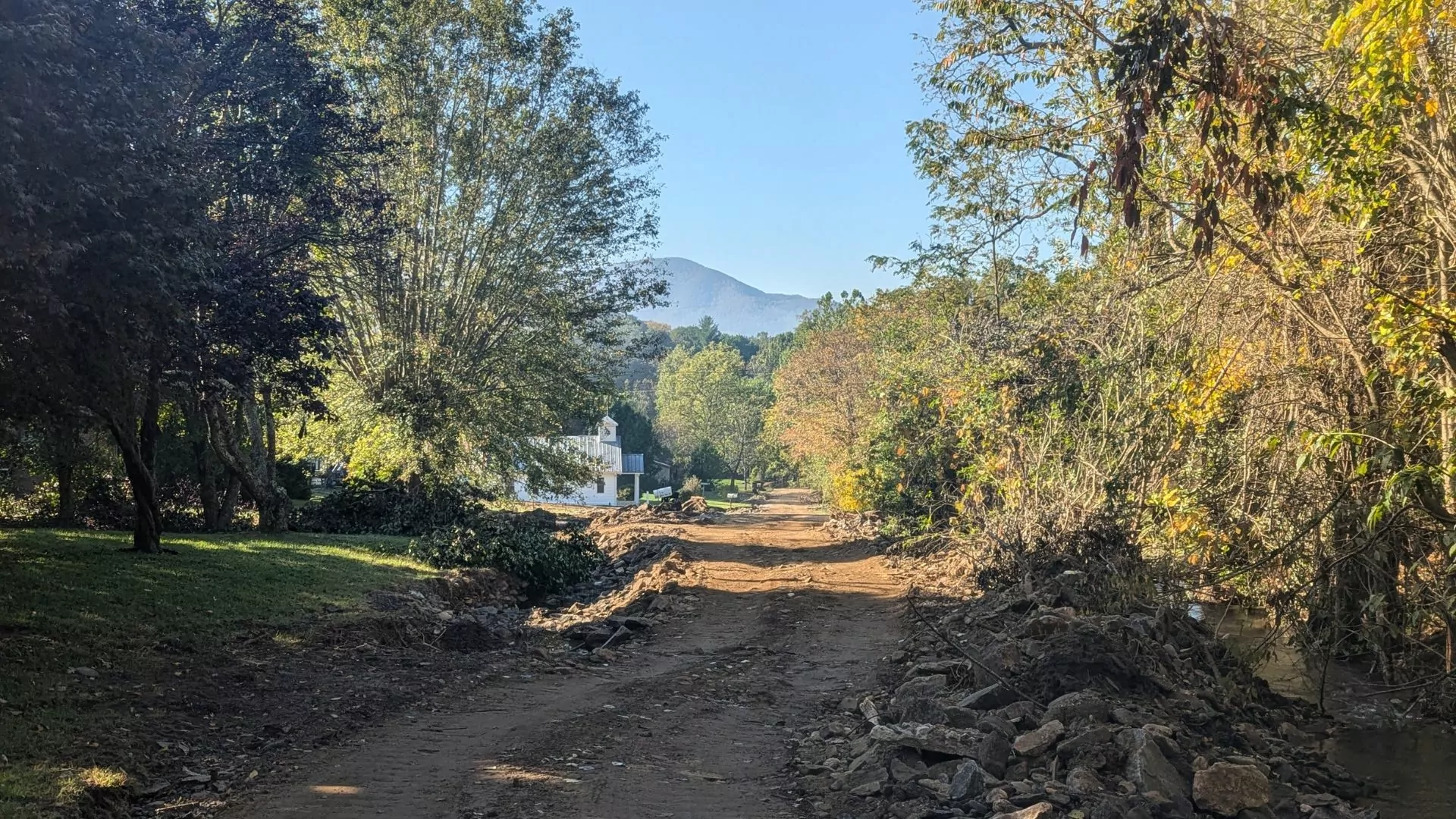 A path is cleared through Hurricane debris