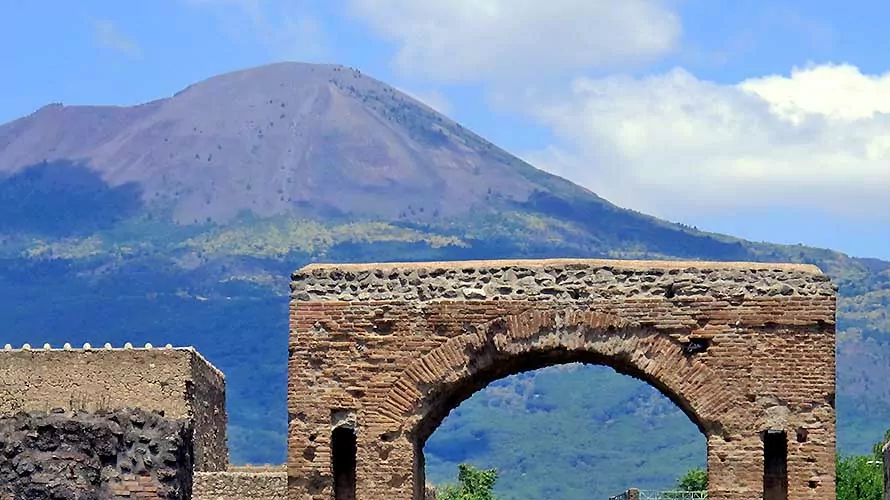 Mt. Vesuvius view at Pompeii ruins