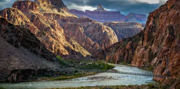 The colorado river flows through the Grand Canyon