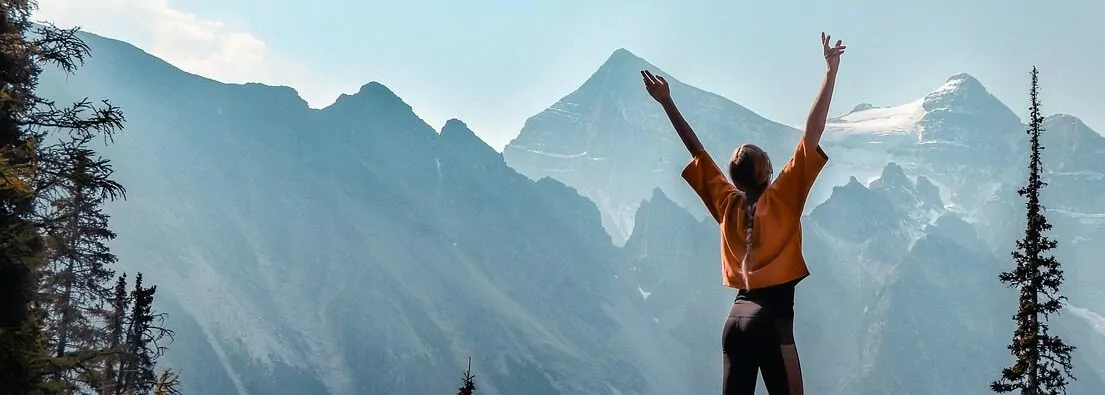 Woman hiking in mountains