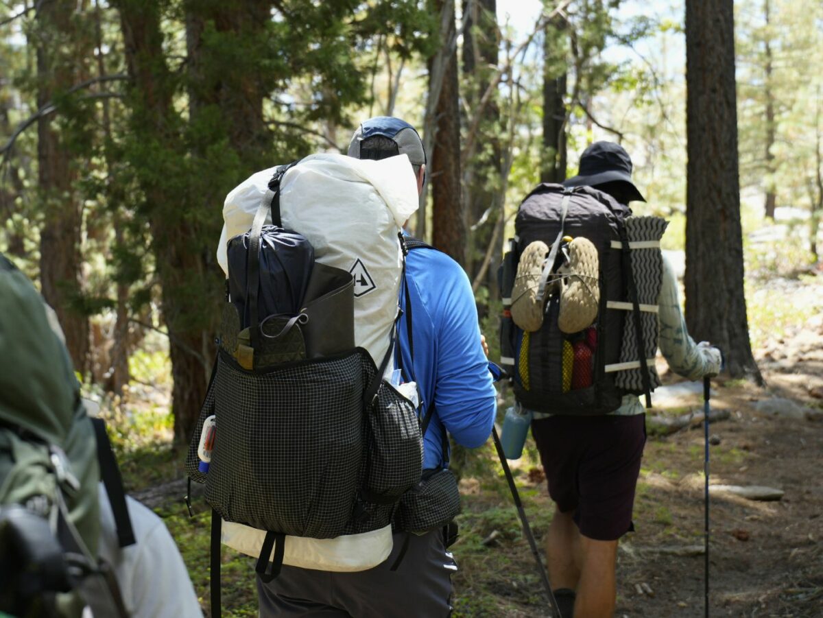 Thru hikers wear lightweight backpacking gear on the John Muir Trail