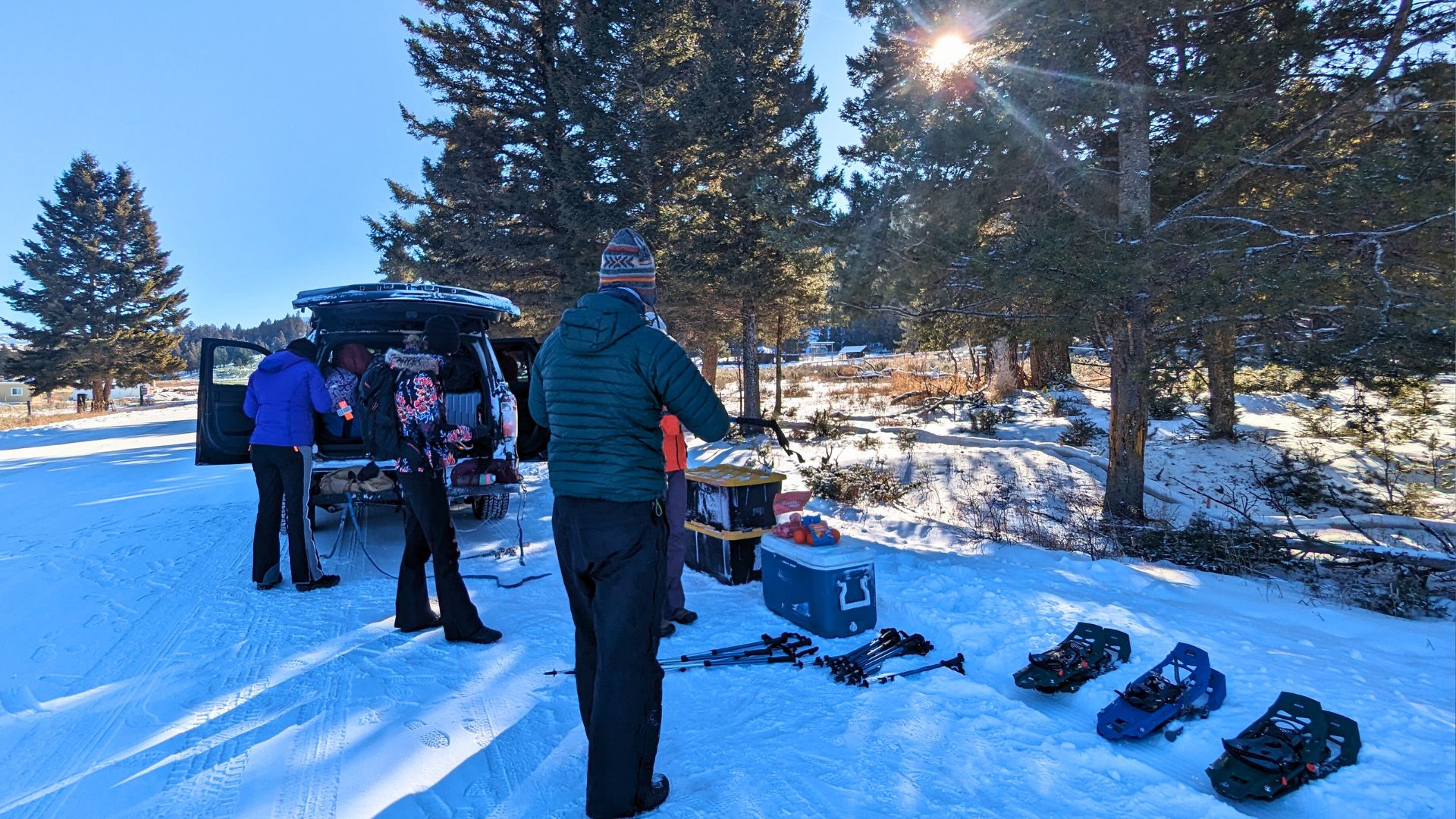 Getting ready to snowshoe