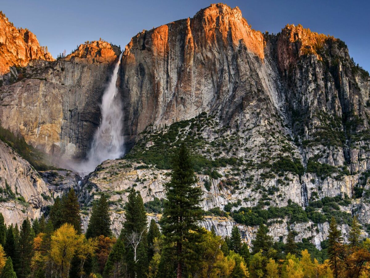 Yosemite National Park waterfall in autumn