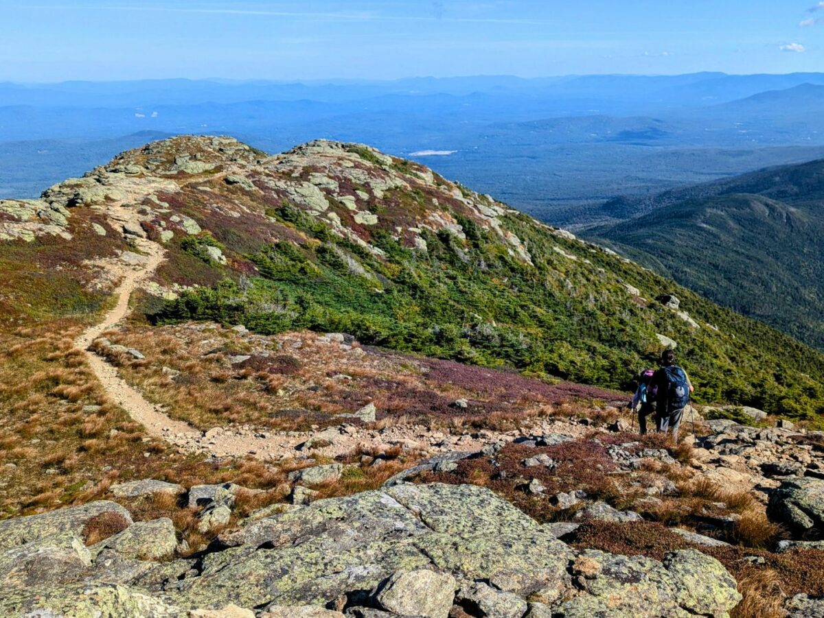 Hikers on a trail in New Hampshire