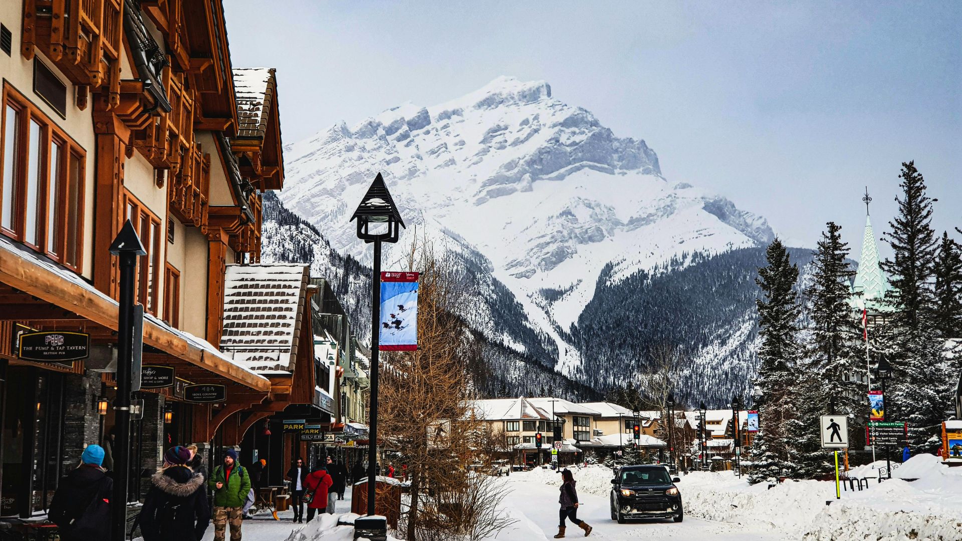 Winter in the town of Banff