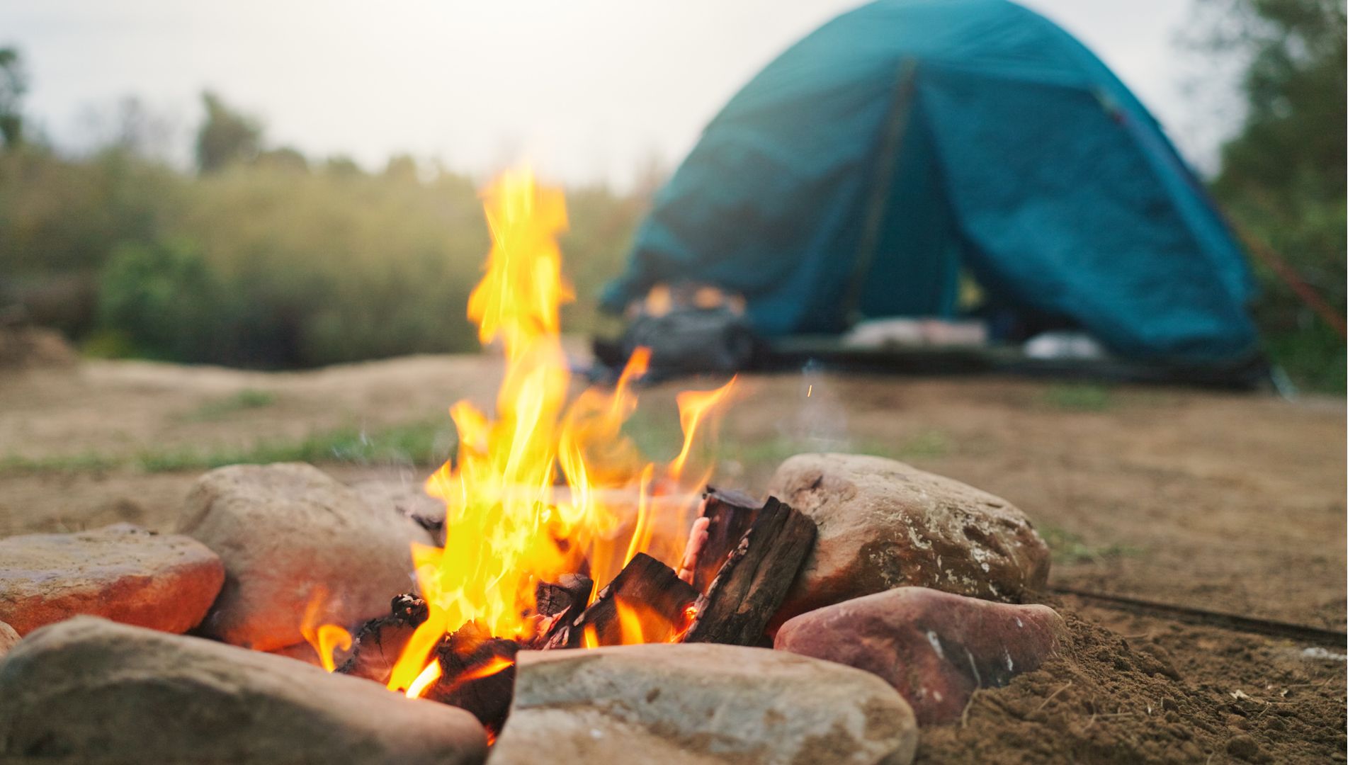 Campfire and tent