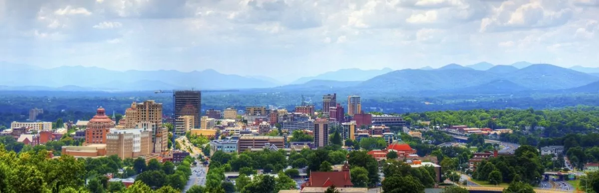 Asheville Skyline with mountains