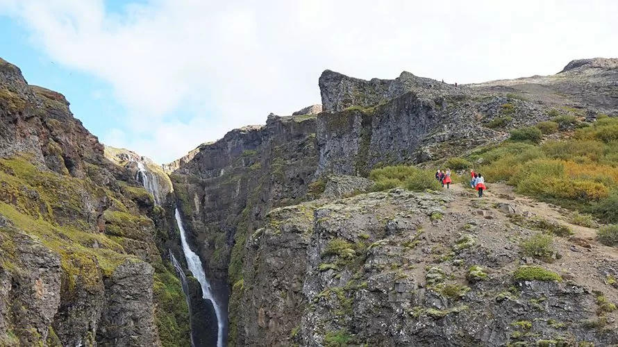 Rocky cliffs with waterfall