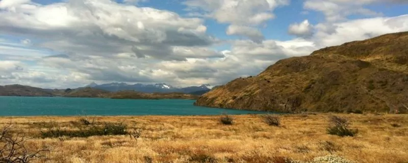 Patagonia grassy landscape and river