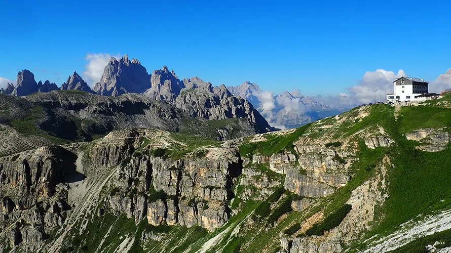 Italian Dolomites with rocks and grass