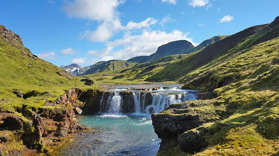 Stunning alpine waterfall