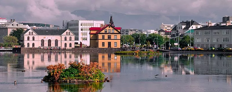 Icelandic buildings on far side of water