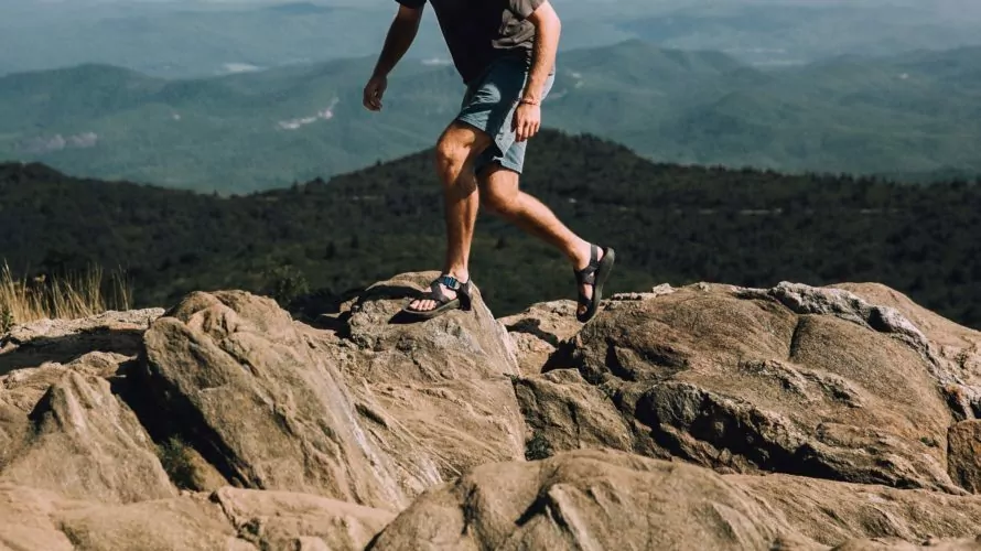 Man running on rugged trail
