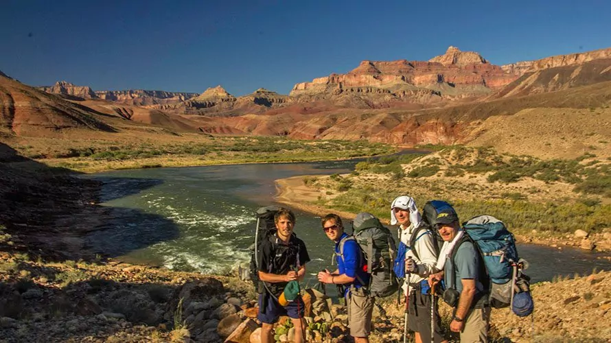 Four backpackers in Grand Canyon