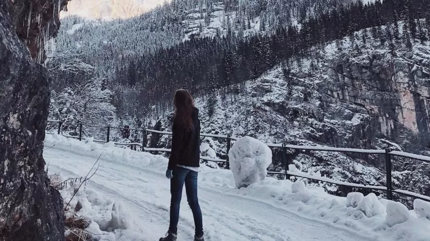 Woman on a winter trail
